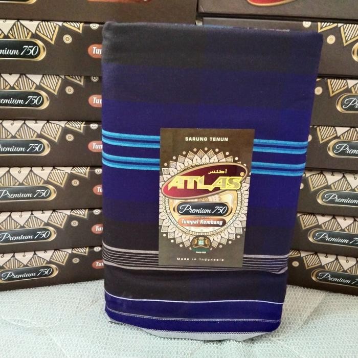 SARUNG ATLAS PREMIUM 750 TUMPAL KEMBANG KOMBINASI - navy