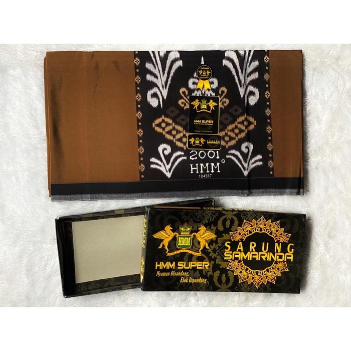 sarung Samarinda HMM polos tumpal kembang / sarung santri Samarinda - coklat