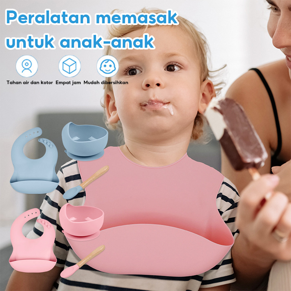 Peralatan Makan Bayi Silicon Tempat Makan Bayi Set Training Bayi Alat Mpasi Bayi 6 Bulan
