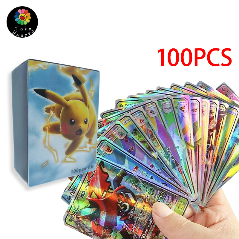 [COD ]100 pcs/kotak Pokemon Vmax Cards/Kartu Pokemon Vmax/Pokemon Shiny Cards/Kartu Laser Pokemon