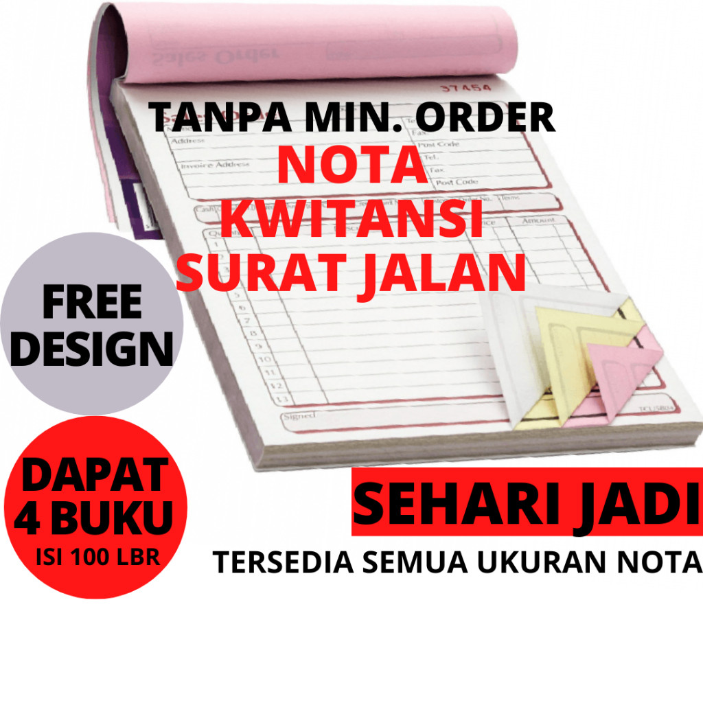 

PAKET NOTA 1 BUKU ISI 100 LEMBAR CUSTOM 1 2 3 RANGKAP / PLY BON SURAT KWINTANSI SURAT JALAN INVOICE FORMULIR SLIP GAJI FORM TOKO USAHA
