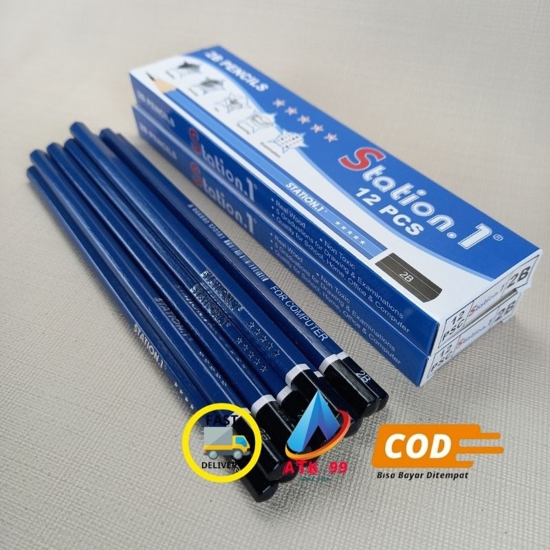 

Pensil 2B STATION/Pencils/pensil Sekolah/Pensil Kayu/Alat Tulis Sekolah/Stationery