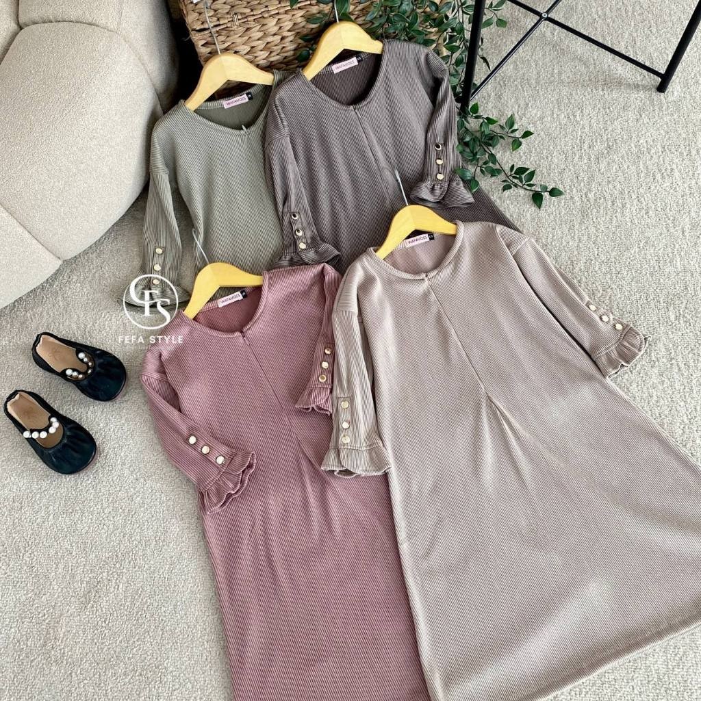 FEFA STYLE - Dress Arumi rib knit (ANAK) - Gamis dress knit anak perempuan - Gamis dress anak bahan 