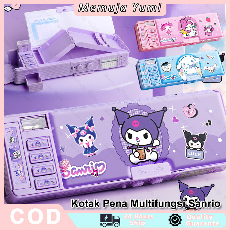 

Kuromi Kapasitas Besar Kotak Pena Lapisan Ganda / Kotak Pena Kunci Kombinasi Tahan Air 9 in 1 Kotak Pena Multi Fungsi / Kotak Pena Kombinasi Sanrio