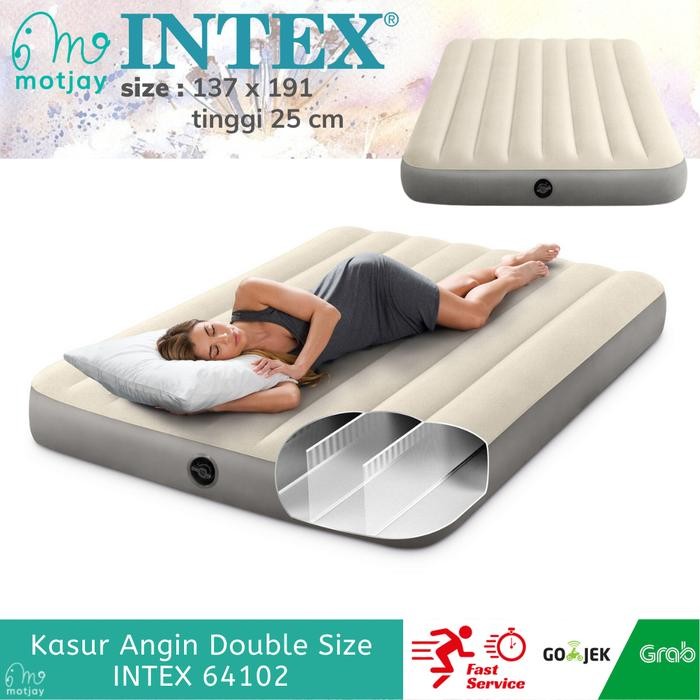 Kasur Angin Intex Durabeam Cream Double Intex 64102 - Biru, +Pompa Elektrik