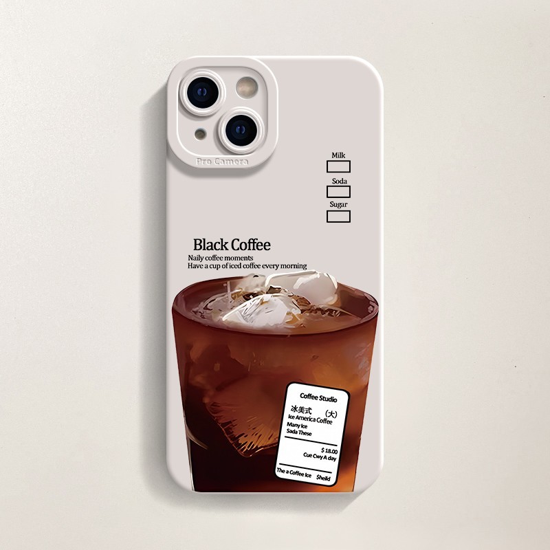 kopi Untuk Case iPhone 11 12 13 PRO MAX 15 14 13 X XS XR 7 8 Plus casing hp Cartoon Cover aesthetic 