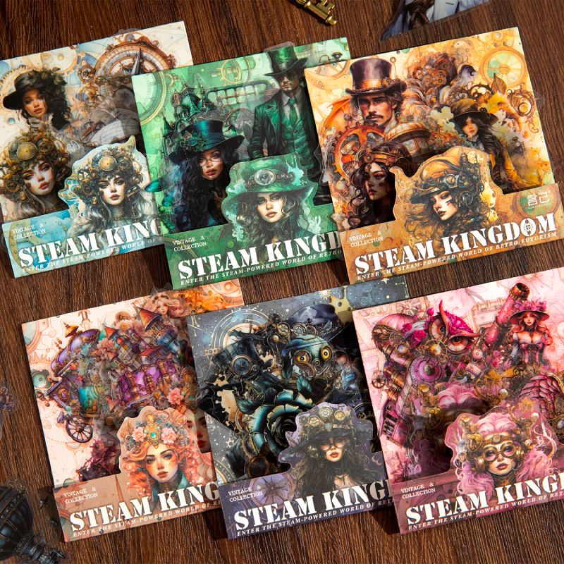 

20 Sheets Steam Kingdom Vintage Dark Gothic Material Collage Landscaping PET Sticker Creative DIY Journal Stationery