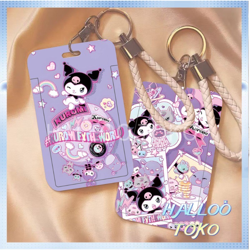 

【Diskon Lebaran】ID CARD HOLDER MOTIF KAWAII TEMPAT KARTU PHOTOCARD PHOTO CARD Pelindung + Tali,Kartun Ungu Lucu