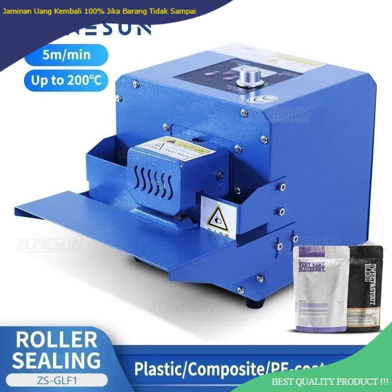 

ZONESUN Portable Bag Sealer Roller Sealing Machine Aluminum Foil Composite Plastic Film PE Coated Paper Food Packaging ZS-GLF1