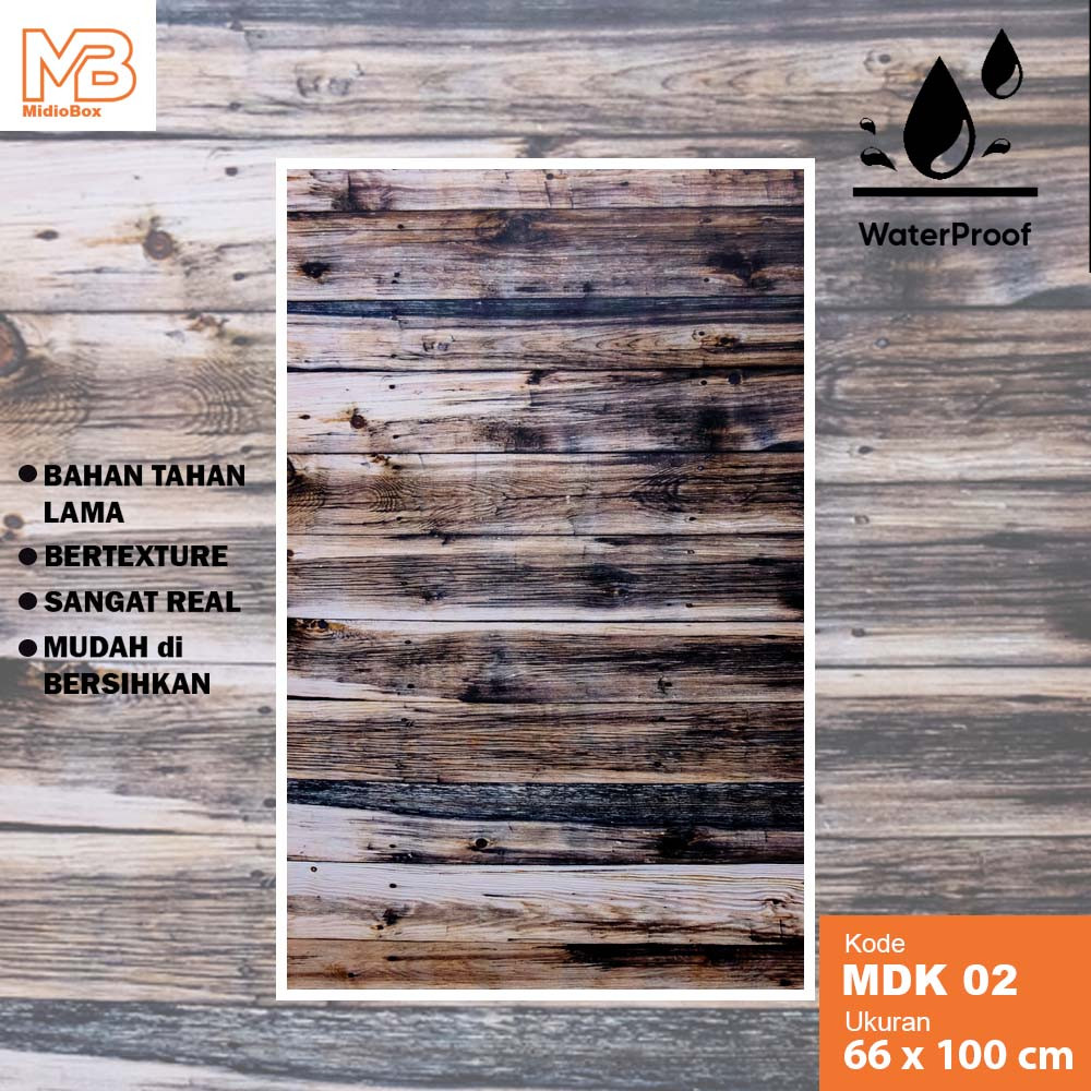Background Foto Studio 3D Waterproof Midio Motif Kayu 3D Ukuran 66x100 CO