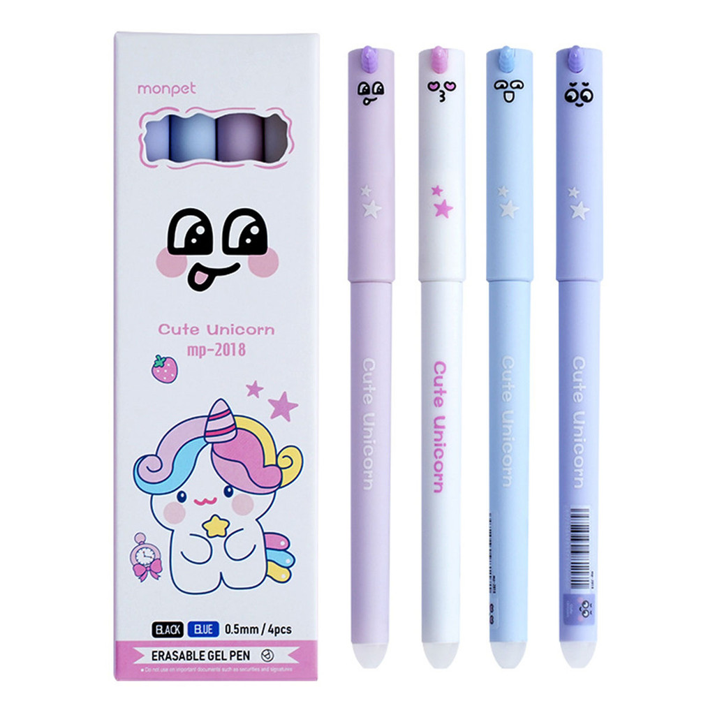 

4-piece erasable neutral pen, cartoon bear series, with built-in eraser to erase mistakes, student stationery supplies