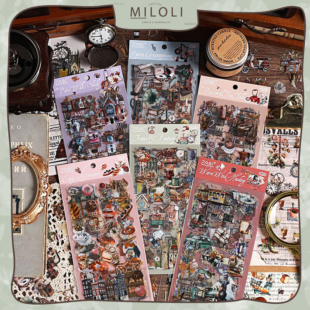 

[MILOLI] 6Lembar STICKER OLD DREAM SERIES RETRO PET DIY Diary Jurnal BUJO Planner Deco Stiker Hias - B0532