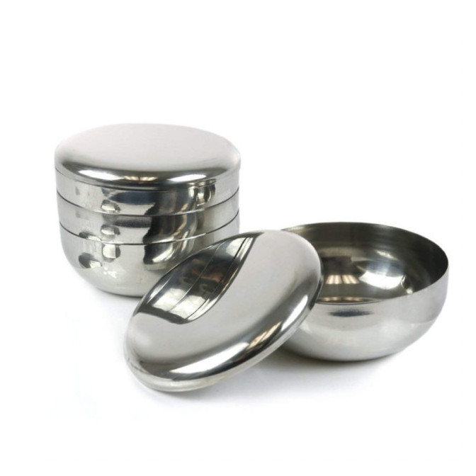 Tempat Nasi Korea + TUTUP / Mangkok Stainless Korea / Mangkuk Korea Stenlis / Mangkok Drakor Stainle