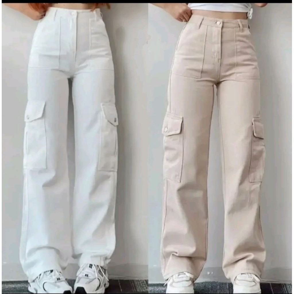 CELANA KULOT CARGO WANITA TWILL STRETCH KULOT CARGO PANTS HIGHWAIST CELANA KULOT CARGO BASIC WANITA