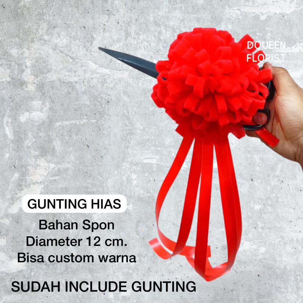 

Pita peresmian gunting pita opening pita satin Tille merah set gunting pita grand opening set lengkap gunting peresmian siap pakai