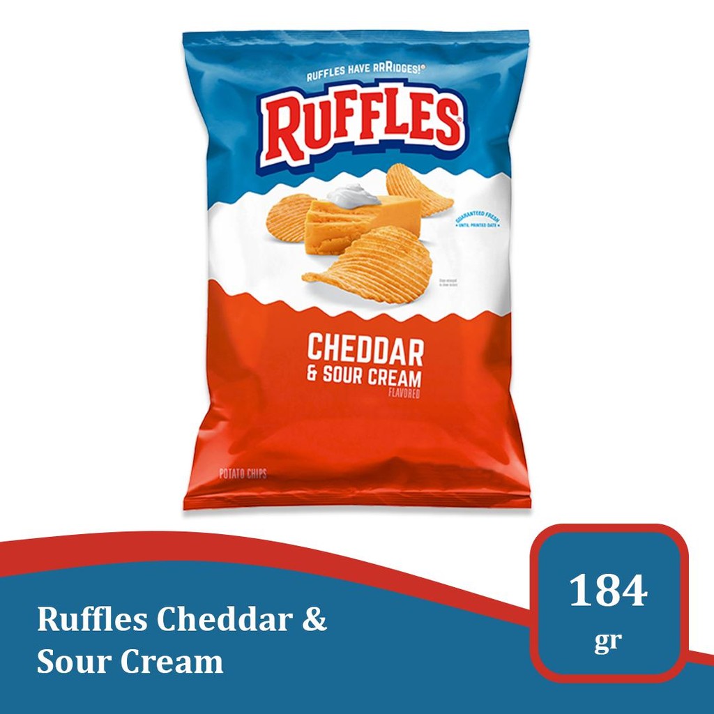 

Ruffles Cheddar & Sour Cream 184gr - Keripik Kentang Gurih & Creamy Import USA