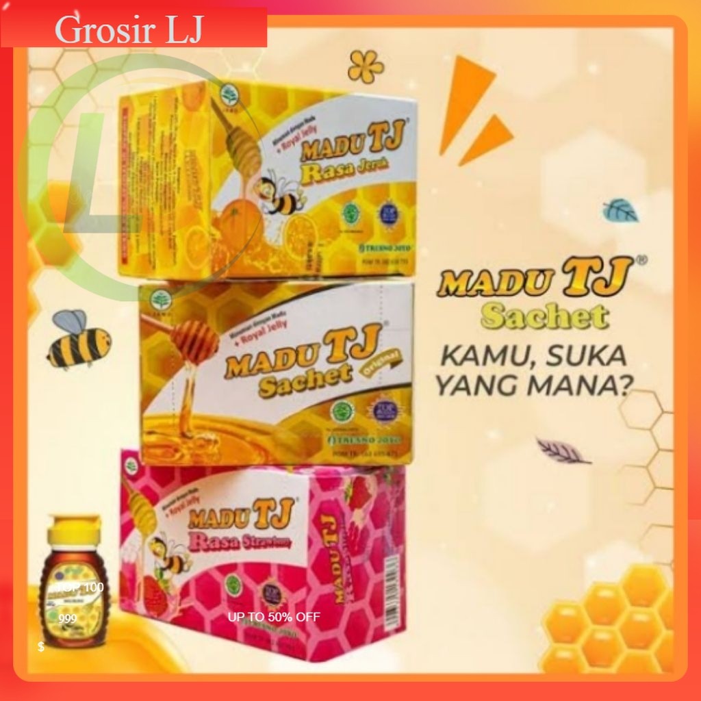 

Madu TJ Sachet 1 lusin isi 12 | Madu Tj sachet rasa Jeruk 1 dus | madu Tj Strawbery sachet 1box | Madutj rasa original grosir