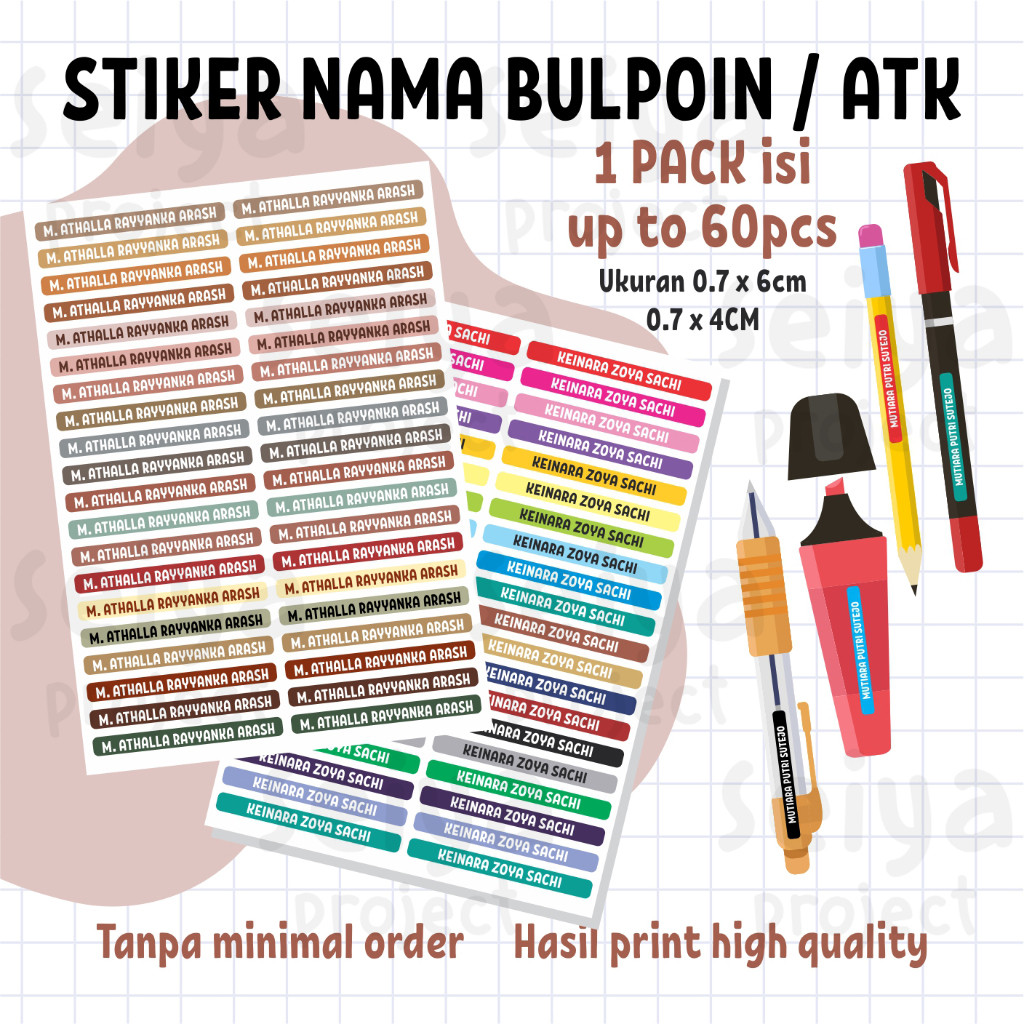 

Cetak Stiker Custom Nama Ballpoin Pulpen Pencil ATK Dan Yang Lainnya