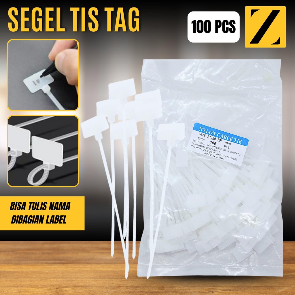 

Kabel Tis Tie Ties Cable Tali Pengikat Label Nama Name Tag Segel Truk Container Koper Panel Listrik Kuat Anti Lepas Isi 100 pcs