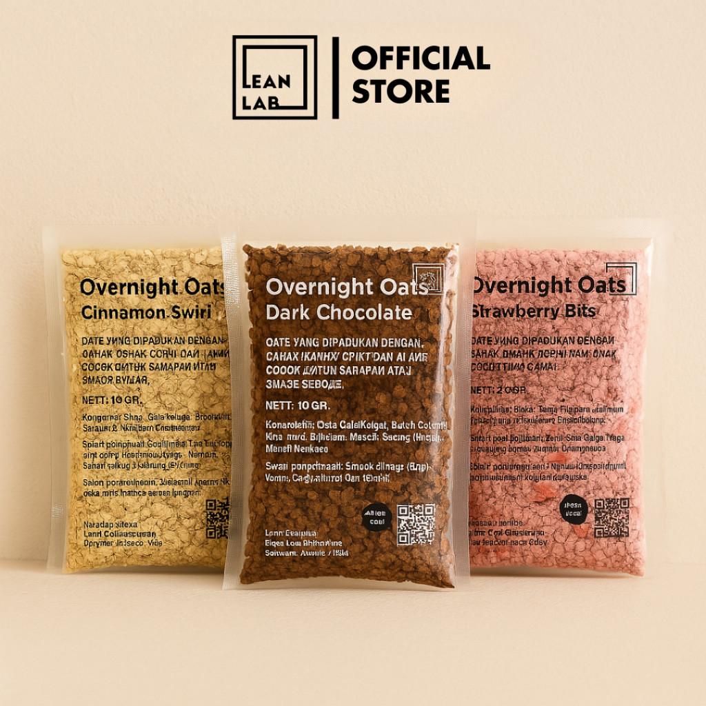 

(Special Live) Lean Lab Overnight Oats Triple Mix 70gr x3 (Chocolate, Cinnamon, Strawberry)
