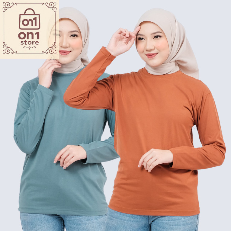 Baju olaharga Terbaru / HELAIRINDU - Kaos Polos Wanita Lengan Panjang Sport Katun Premium