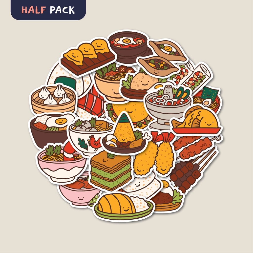 STICKER PACK CUTE FOOD | STICKER TUMBLER | STIKER LAPTOP KOPER HELM