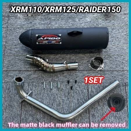 NEW Apido Muffler Pipe for Raider 150 carb & Xrm 125/RS125carb/fi / XRM 110 carb (chrome/black)