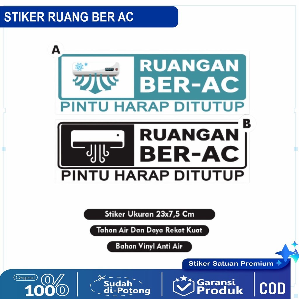 

Sticker Ruangan Ber Ac pintu harap ditutup / Stiker Ruangan AC
