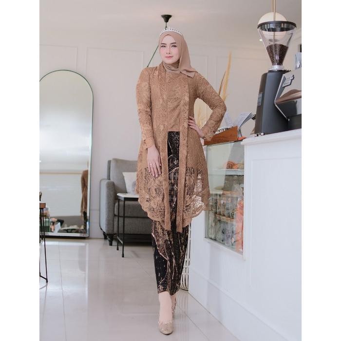 

HN MODE - Setelan kebaya tunik kutubaru malikha jumbo - MOCA, M, ATASAN KEBAYA SAJA