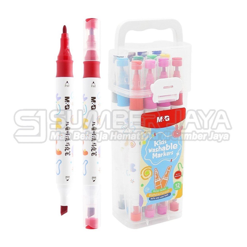 

Spidol Warna 2 Sisi Kids Washable Marker Pen SPIDOL WARNA M&G APMT3411-3414 Isi 12 24 36 48 Warna COLORFULL ALAT MELUKIS