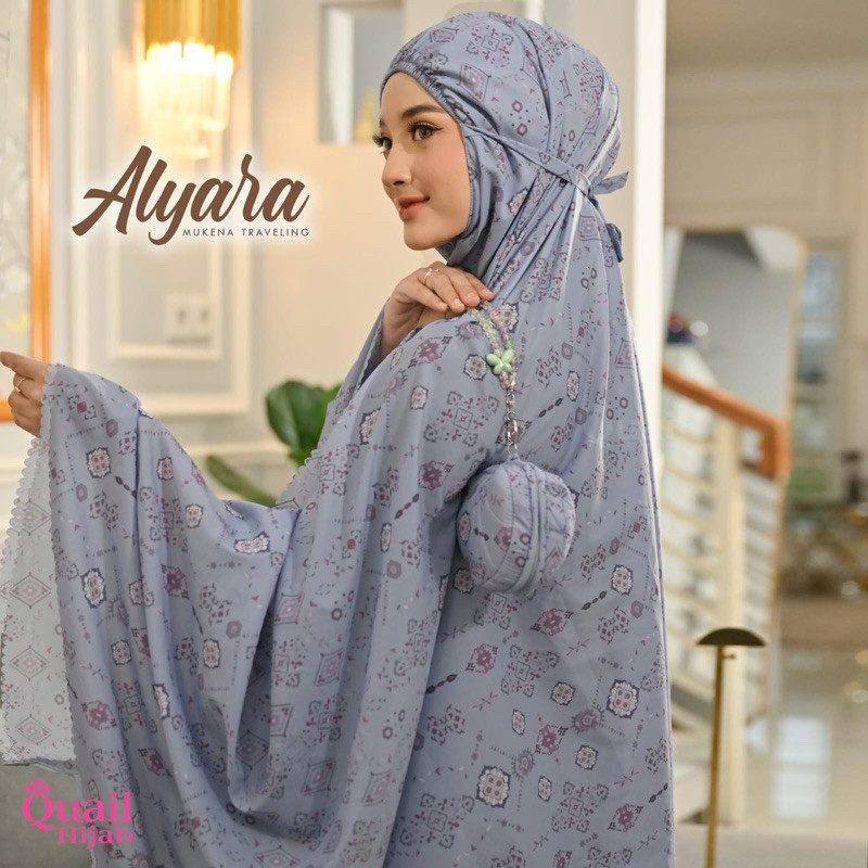 Alyara Mukena Travelling Material Tafetta Korea Original Quail Hijab Mukenah Travel Alyara Quail