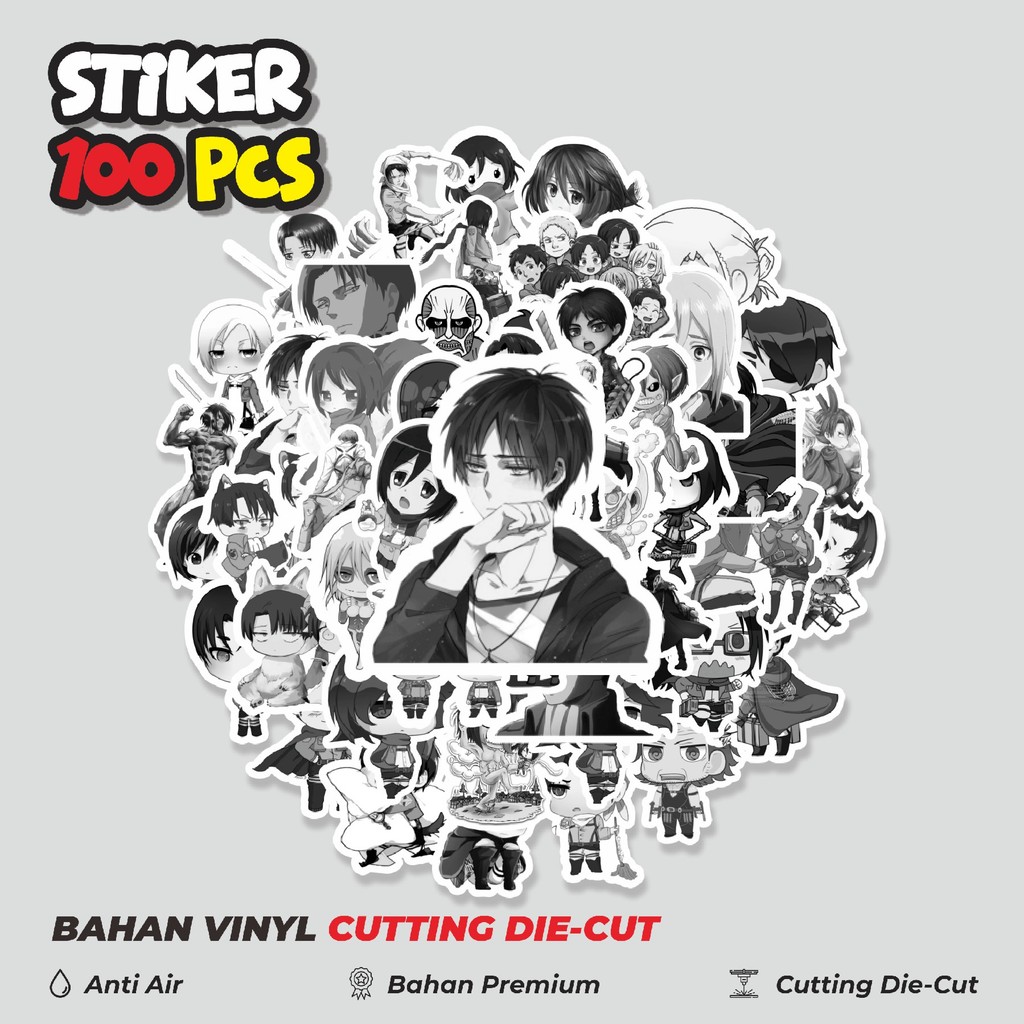 

Terbaru! 50 pcs Stiker Anime ATTACK ON TITAN BNW Dekorasi Lucu Kreatif untuk Notebook, Skateboard, HP