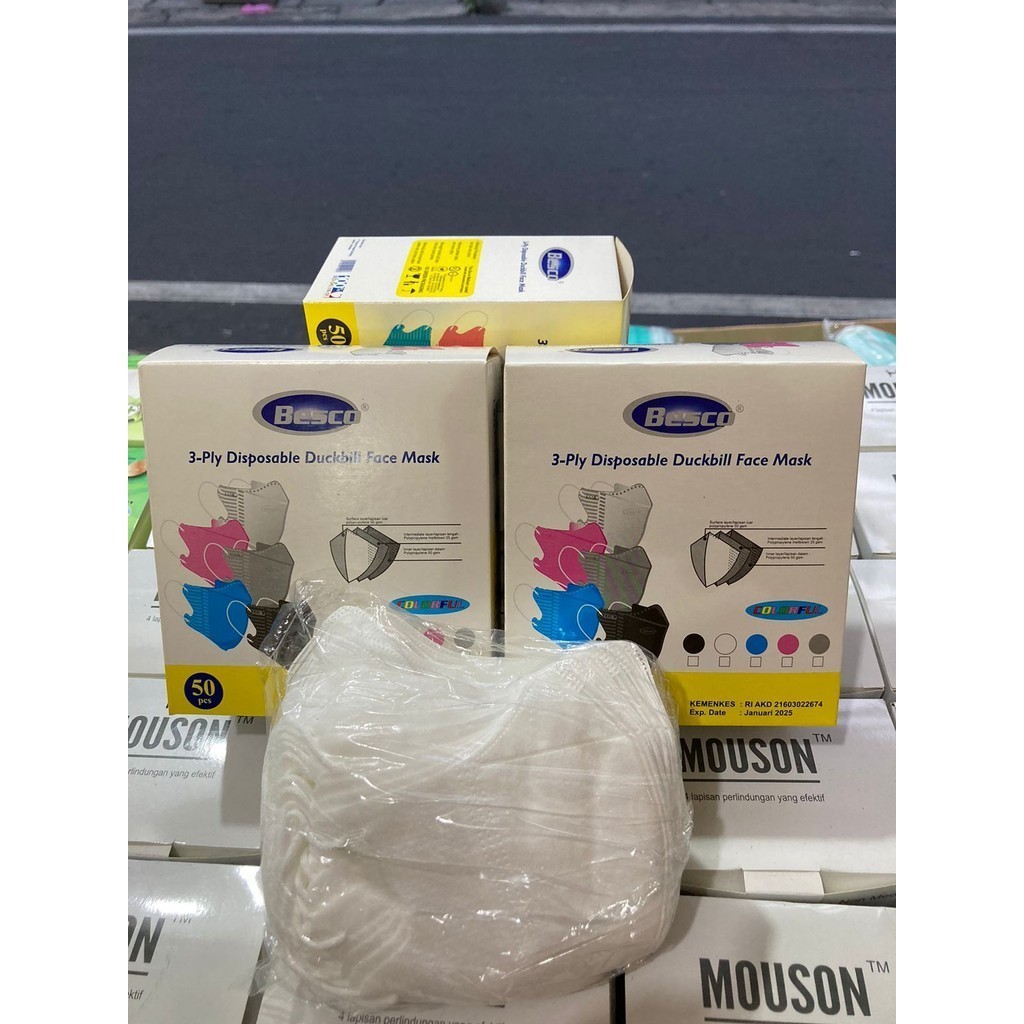 MASKER DUCKBILL EARLOOP BESCO #HITAM PUTIH