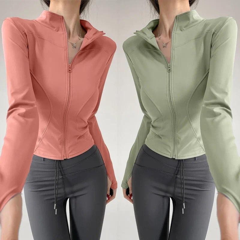 Sun Quick Drying Sports Coat Women's Tight Top Yoga Jacket Long Sleeve Zipper Jacket Running Fitness