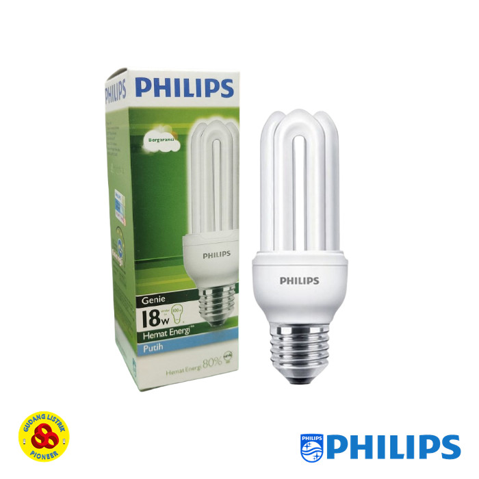 Philips Lampu Genie 18W E27 Putih 3U Bohlam Hemat Energi 18 Watt CDL