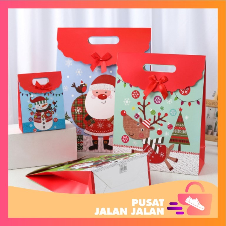 

PJJ - 6470 Paper Bag Motif Natal / Paper Bag Santa Small Medium Size / Hampers Unik Kado Natal / Souvenir Motif Christmas Santa