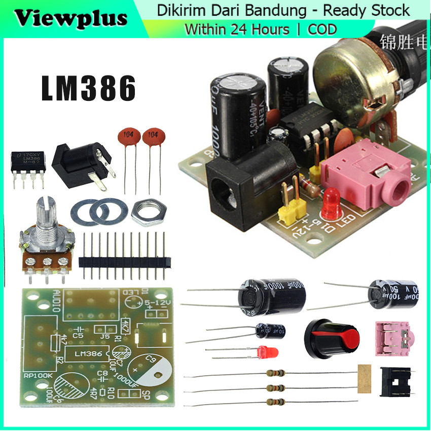 Paket Kit Power Amplifier Mini Lm386 with Potentio DC 3V-12V
