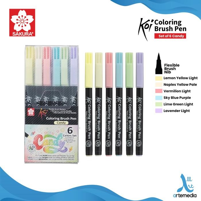 

Brush Pen Sakura Koi Coloring Brush Pen Set 6 Pena Kuas Warna - CANDY