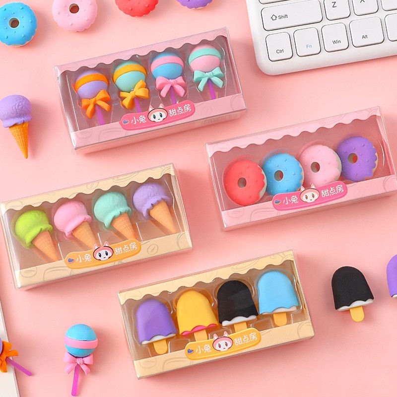 

NS- Penghapus Karakter Lucu Penghapus Pensil Buku Anak Sekolah ATK01 Penghapus Pensil Set 4IN1 Motif Lolipop / Alat Tulis Penghapus Lucu Isi 4pcs Karakter Donat Eraser Ice Cream Import