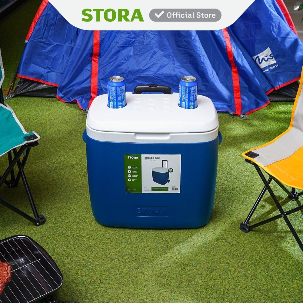 Stora 38 Ltr Box Pendingin Roller Cooler Box Boks Pendingin Tempat Penjaga Suhu Dingin Kontainer Min