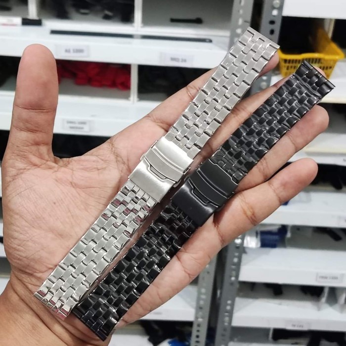 TALI STRAP JAM TANGAN RANTAI 20MM 22MM 24MM TALIJAM STAINLESS - Silver, 24mm