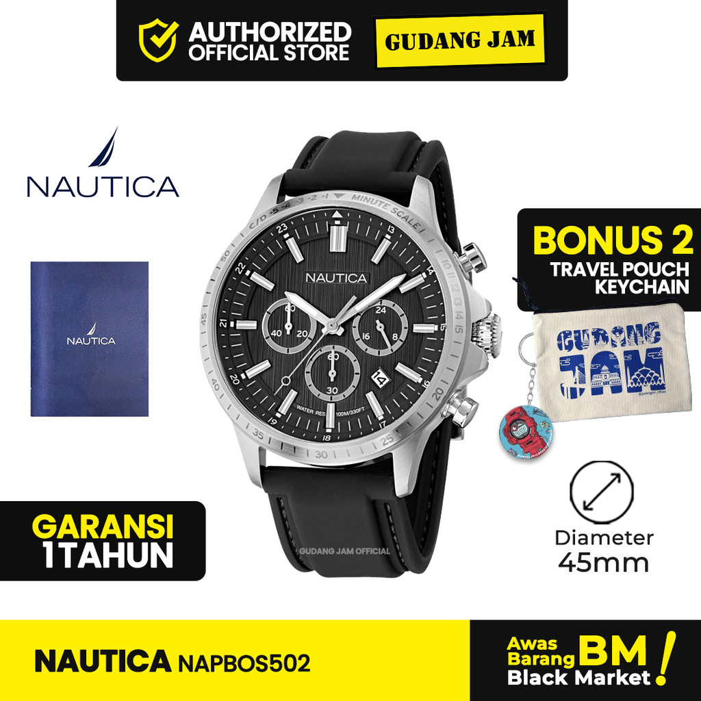 Nautica Pria NAPBOS502 NCT Blue Ocean Chronograph Silicone Watch