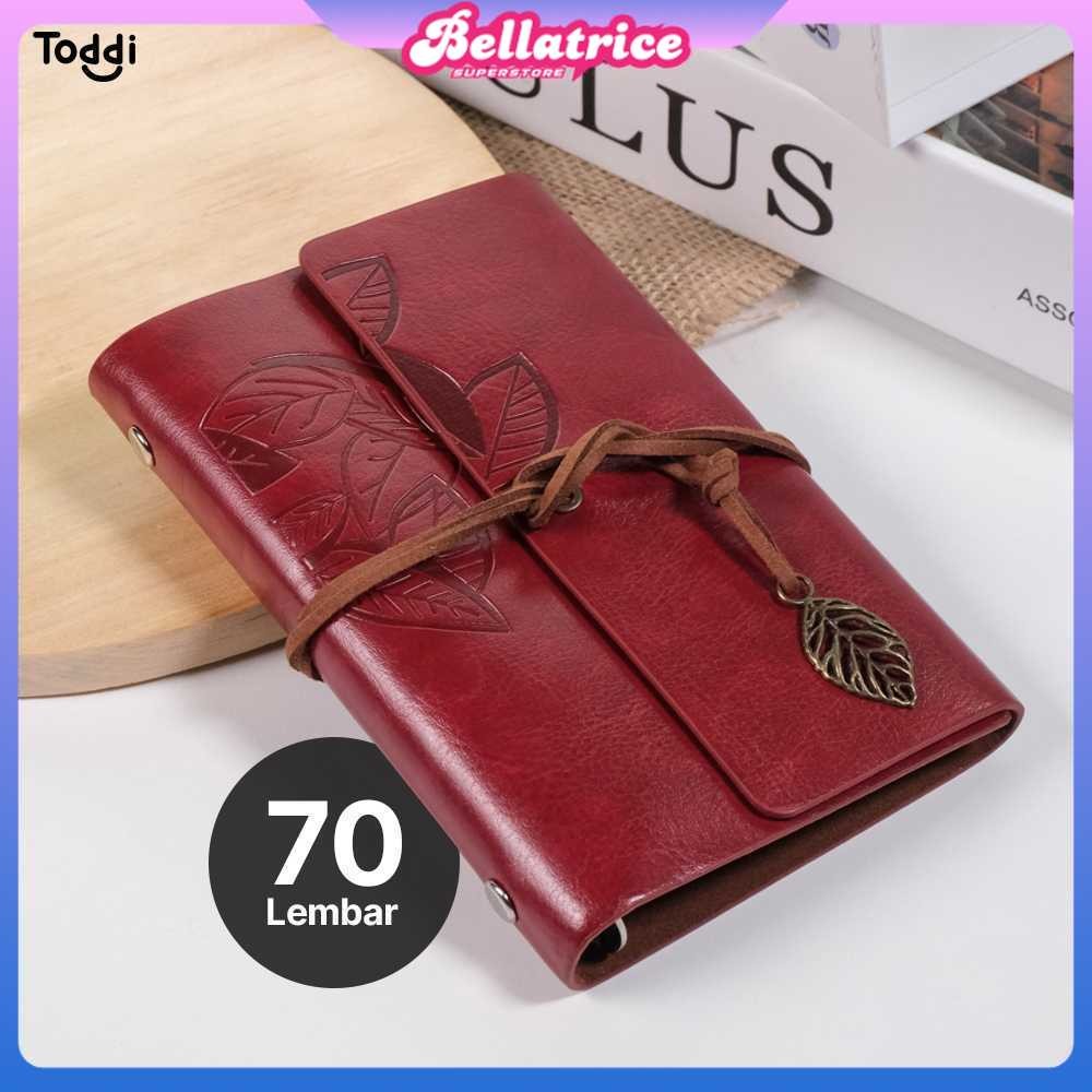 

PHANTACI Buku Catatan Binder Kulit Retro Leaf Kertas B7 - BSD666