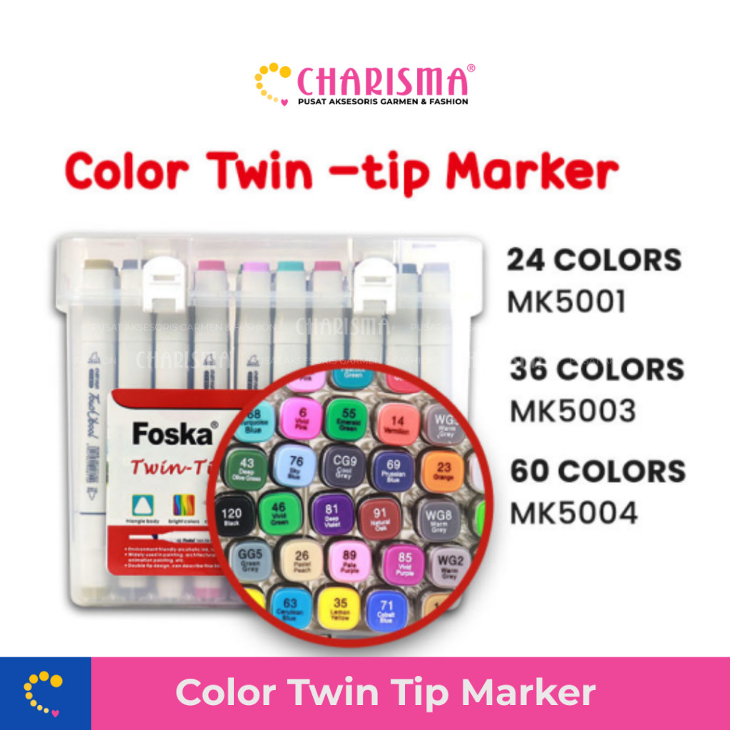 

Charisma Color Twin Tip Marker - Foska Color Twin Tip Marker Set