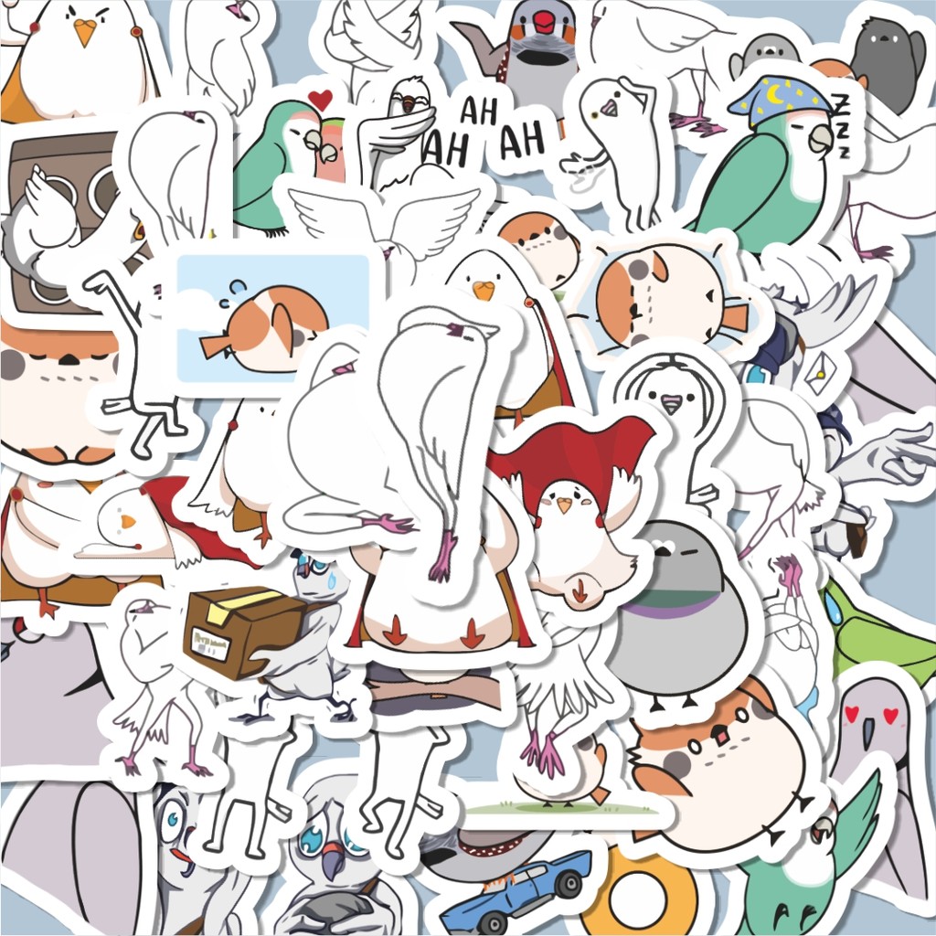 

100PCS Lucu Sticker Hewan Burung Merpati Stiker Aesthetic Stiker Anti Air Stikers Berperekat Waterproof sticker decal buat Motor Helm Buku Journal Koper Casing HP Laptop Botol Minum Hadiah anak