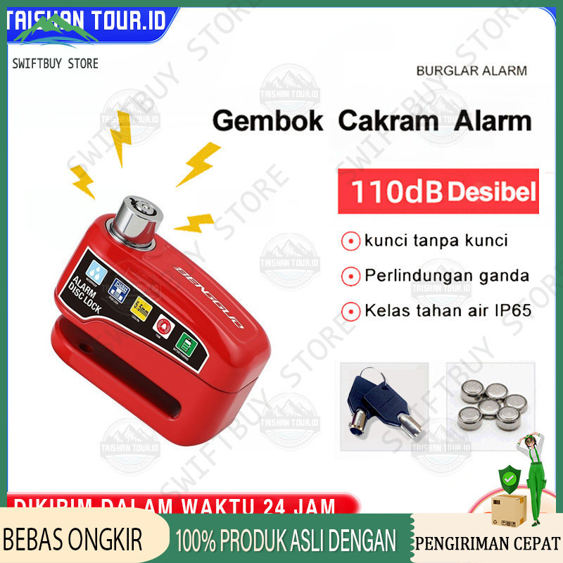 Gembok Disc Lock Cakram Alarm Motor Anti Maling Kunci Baja Kuat/gembok cakram motor anti maling/gemb