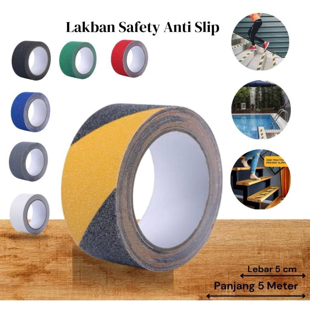 

Lakban Anti Slip Safety Walk tape Anti Licin Stiker Tangga Safety Floor Tape 5CM | A5