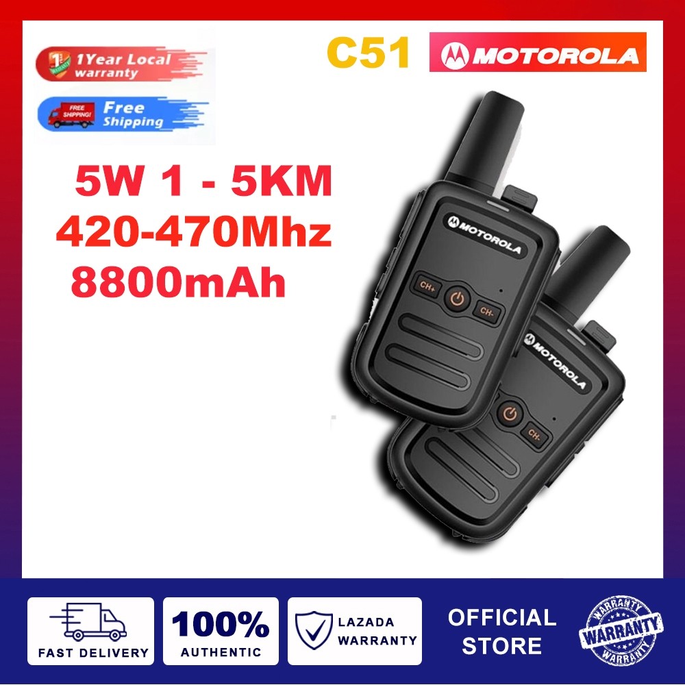 HT Motorola C51 5Watt Two Way Radio Mini portabel kekuatan tinggi Walkie Talkie profesi FM pemancar 