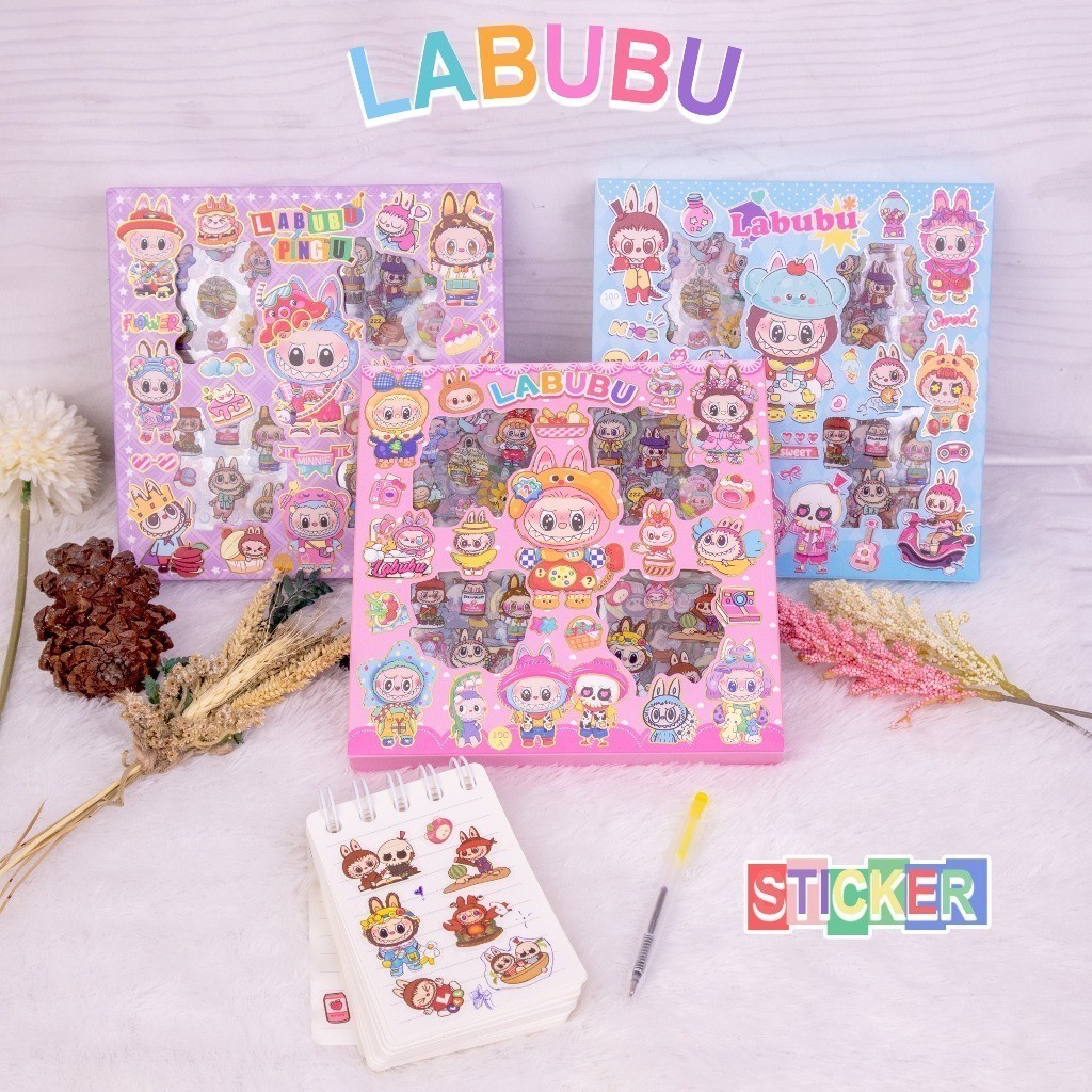 

Topsmile - 1Box Isi 98 Lembar Sticker Labubu Warna Warni Bahan PVC Untuk Scrapbook Laptop Dan Botol