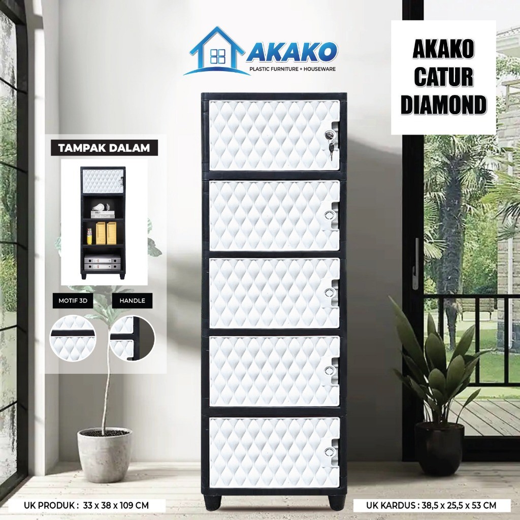 KAMEJING AKAKO - LEMARI PAKAIAN PLASTIK AKAKO SWING  "CATUR" NEW / KODE = CATUR